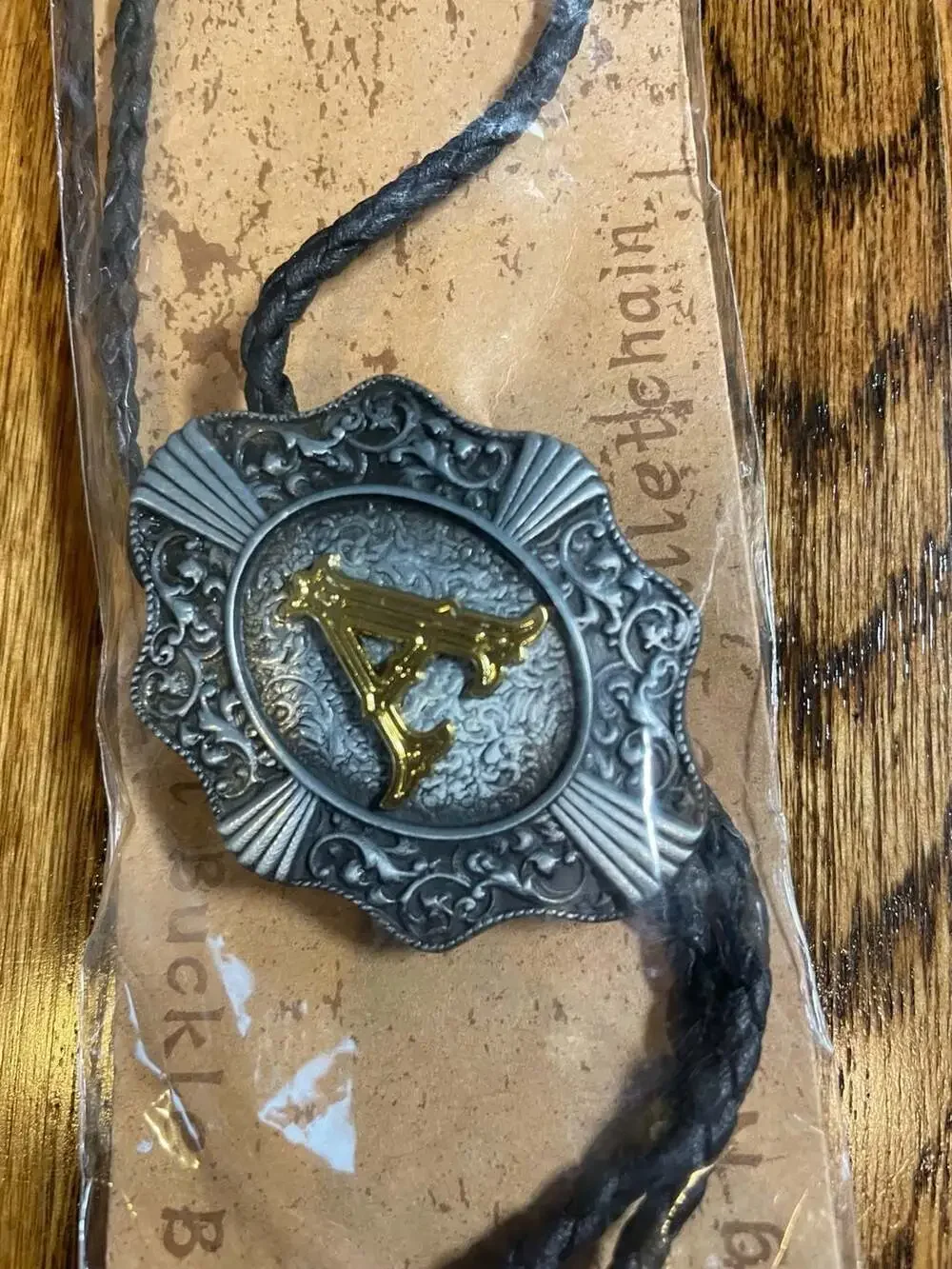 Bolo Lettre Initial Western Cowboy Cowgirl Faux Learher